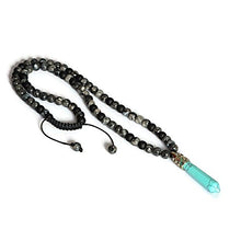 Load image into Gallery viewer, Native American Inspired Yoga Long Shambhala Beaded Necklace for Men – Blue Howlite Black Onyx Labradorite