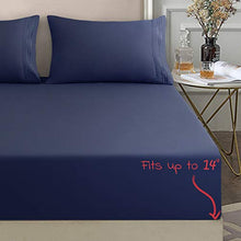 Load image into Gallery viewer, VERZEY Bed Sheet Microfiber 1200tc Soft Cozy Brushed Cooling Wrinkle, Tear, Fade-Resistant Deep Pocket(Navy Blue, Queen, 6 Pieces)
