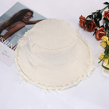 Load image into Gallery viewer, boderier Sun Hats for Women Summer Casual Wide Brim Cotton Bucket Hat Beach Vacation Travel Accessories (Beige)