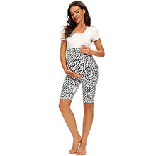Load image into Gallery viewer, MAZUSPORTS Women's Maternity Yoga Shorts Over The Belly Active Comfy Biker Workout Running Athletic Shorts Side Pockets Leopard, Small