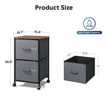 Load image into Gallery viewer, DEVAISE 2 Drawer Mobile File Cabinet, Rolling Printer Stand, Fabric Vertical Filing Cabinet fits A4 or Letter Size for Home Office, Rustic Brown