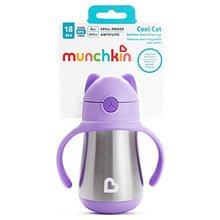 Load image into Gallery viewer, Munchkin Cool Cat Stainless Steel Straw Cup, 8 Ounce, Purple
