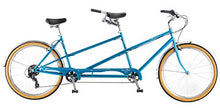 Load image into Gallery viewer, Schwinn Twinn Classic Tandem Adult Beach Cruiser Bike, Double Seater, Steel Low Step Frame, 7-Speed, 650c Urban Tires, Alloy Caliper Brakes, Medium Frame, Blue