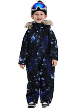 Load image into Gallery viewer, SNBOCON Kids Waterproof Colorful One Piece Coveralls Ski Suits Snowsuits Winter Jumpsuits Snowboarding (120cm,UNV)