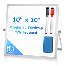 Load image into Gallery viewer, Small Dry Erase White Board for Desk 10" X 10", ARCOBIS Magnetic Portable Double-Sided Easel Board Personal Desktop Tabletop Dry Erase Board with Stand for Students Kids Home Office