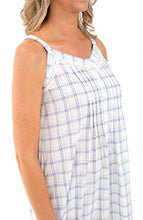 Load image into Gallery viewer, Alexander Del Rossa Womens 100% Cotton Lawn Nightgown, Long Tank Top Chemise, Medium Purple and Green Plaid (A0582L26MD)