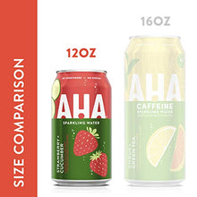 Load image into Gallery viewer, AHA Sparkling Water, Strawberry Cucumber Flavored Water, Zero Calories, Sodium Free, No Sweeteners, 12 fl oz, 8 Pack