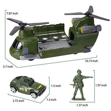 Load image into Gallery viewer, JOYIN Military Transport Cargo Airplane Car Toy Play Set Including Friction Powered Helicopter with Light, 6 Die-Cast Military Cars & 12 Army Men Figures for Over 3 Years Old Boys and Girls