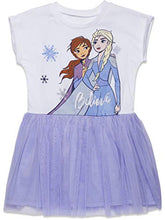 Load image into Gallery viewer, Disney Frozen Elsa Anna Little Girls Short-Sleeve Summer Dress 5 White/Purple