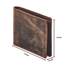 Load image into Gallery viewer, Real Leather Mens Bifold Wallet RFID Blocking Slim Minimalist Front Pocket - Thin & Stylish with ID Window (Crazy Horse, Cognac)