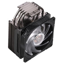Load image into Gallery viewer, Cooler Master Hyper 212 Black Edition RGB CPU Air Cooler, SF120R RGB Fan, Anodized Gun-Metal Black, Brushed Nickel Fins, 4 Copper Direct Contact Heat Pipes for AMD Ryzen/Intel LGA1151
