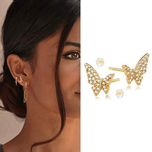 Load image into Gallery viewer, MYEARS Women Gold Stud Earrings Butterfly Diamond Cubic Zirconia 14K Gold Filled Small Boho Minimalist Simple Delicate Hypoallergenic Jewelry Gift