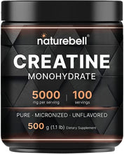 Load image into Gallery viewer, NatureBell Creatine Monohydrate Powder 500 Grams, 5000mg Per Serving, Pure Unflavored Creatine Powder - Micronized - Pre Workout | Keto | Vegan | Dissolves Easy | Filler Free - 100 Servings (1.1Lb)