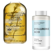 Load image into Gallery viewer, Provence Beauty Honey Suckle Jasmine Multi-Use Oil for Face, Body & Hair & Hyaluronic Acid Hydrating Facial Serum
