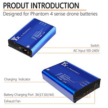 Load image into Gallery viewer, Hanatora 4 in 1 Rapid Multi Battery Charger with Ground for DJI Phantom 4/4 Advanced/4 Pro V2.0/4 Pro Plus Obsidian Drone&Remote Controller,Parallel Charging hub for Phantom 4 Series