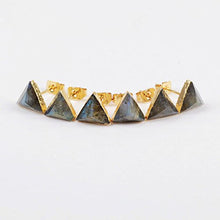 Load image into Gallery viewer, ZENGORI 1 Pair 8mm Triangle Gold Plated Natural Labradorite Stones Faceted Post Stud Earrings G1300
