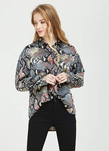 Load image into Gallery viewer, Tronjori Womens Oversized Long Sleeve Button Down Leopard Snake Zebra Animal Print Shirt Blouse (XS,Green Snake)