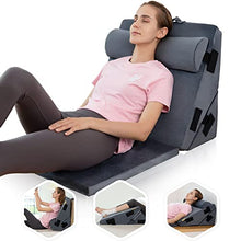 Load image into Gallery viewer, Turnextte 4Pcs Orthopedic Bed Wedge Pillow for Sleeping, Back Support Pillow, Post Surgery Pillow with Memory Foam for Acid Reflux, Leg, Shoulders, GERD, Heartburn, Anti Snoring Pillow, Dark Grey