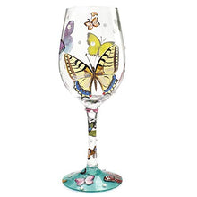 Load image into Gallery viewer, Designs by Lolita “Butterflies” Hand-painted Artisan Wine Glass, 15 oz.