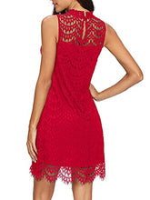 Load image into Gallery viewer, Romwe Women's Lace Sleeveless A Line Elegant Cocktail Evening Party Dress Red XS
