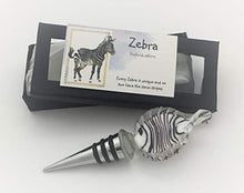 Load image into Gallery viewer, Smiling Wisdom - Zebra Black & White Handmade Glass Wine Bottle Stopper - Zebra Totem Animal Themed Set - For Him Her Man Woman Friend - Individualism - Unique Gift - Limited Edition