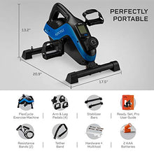 Load image into Gallery viewer, Under Desk Bike Pedal Exerciser - FlexCycle Exercise Bike Stationary Magnetic Cycle with LCD Monitor & Resistance Bands for Arm & Leg Recovery & Therapy - Foot Pedal Exerciser for Home & Office (Blue)