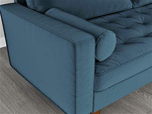 Load image into Gallery viewer, Container Furniture Direct Mid Century Modern Velvet Upholstered Button Tufted Living Room Sofa, 2 Piece Set, Prussian Blue