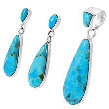 Load image into Gallery viewer, Sterling Silver Genuine Turquoise Necklace & Earrings Matching Set (Choose Style) (Turquoise)