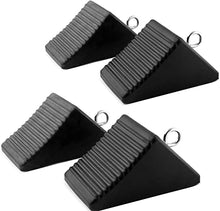 Load image into Gallery viewer, AFA Tooling - Set of 8 Wheel Chocks | Heavy Duty Rubber Wedge for Front and Back Tires | 4 Eyebolt, 4 Ergonomic Carry Handles | Chock Block for Your Camper, Trailer, RV, Truck, Car or ATV