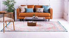 Load image into Gallery viewer, Unique Loom Baracoa Collection Bright Tones Vintage Traditional Light Blue Area Rug (5' 5 x 8' 0)