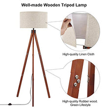 Load image into Gallery viewer, Anbomo Wood Tripod Floor Lamp, Modern Standing Light with E26 Lamp Base, Wood Floor Reading Lamp for Contemporary Living Rooms, Study Room and Office