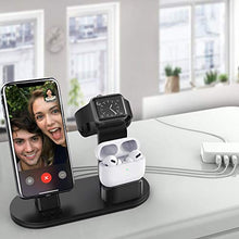 Load image into Gallery viewer, OLEBR 3 in 1 Charging Stand Compatible with iWatch Series 5/4/3/2/1, AirPods and iPhone 11/11 Pro/11 Pro Max/Xs/X Max/XR/X/8/8Plus/7/7 Plus /6S /6S Plus(Original Charger & Cables Required) Black