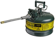 Load image into Gallery viewer, Justrite AccuFlow 7225420 Type II Galvanized Steel Safety Can with 5/8" Flexible Spout, 2.5 Gallon Capacity, Green