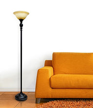 Load image into Gallery viewer, Elegant Designs LF2001-RBZ 1 Light Torchiere Marbelized Glass Shade Floor Lamp, Restoration Bronze/Amber