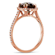 Load image into Gallery viewer, Kobelli Checkered Smokey Quartz Halo Rose Gold Ring - 4.0
