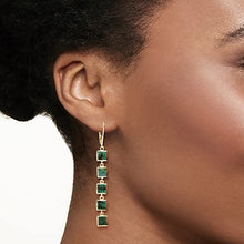 Load image into Gallery viewer, Ross-Simons 7.25 ct. t.w. Emerald Square-Link Drop Earrings in 18kt Gold Over Sterling