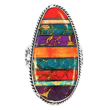 Load image into Gallery viewer, Turquoise Ring Sterling Silver 925 Genuine Gemstones Size 6 to 11 (Multi-00) (9)