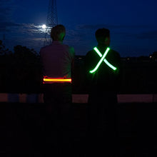 Load image into Gallery viewer, LED Reflective Belt - USB Rechargeable - High Visibility Gear for Running, Walking & Cycling - Fits Women, Men & Kids - Fully Adjustable & Lightweight - Safer Than a Reflective Vest - Green, Red, Blue
