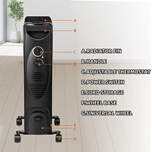 Load image into Gallery viewer, R.W.FLAME Oil Filled Radiator Heater - 3 Heat Settings, Adjustable Thermostat, Quiet and Portable Space Heater with Tip-over & Overheating Functions (27", Black)