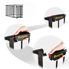 Load image into Gallery viewer, Bonnlo 122-Inch Wide Configurable Baby Gate Fireplace Safety Fence/Guard Adjustable 5-Panel Metal Play Yard for Toddler/Pet/Dog Christmas Tree Fence, Includes 4 Pack of Wall Mounts, Black