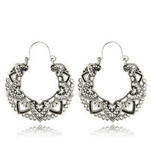 Load image into Gallery viewer, Vintage Antique Silver Hollow Carving Drop Earrings Ethnic Alloy Piercing Dangle Earrings Jewelry for Women Girl Gifts Present Valentines Birthday Anniversary Mothers Day Christmas