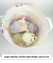 Load image into Gallery viewer, QUEENLALA Large Storage Basket,Laundry Hamper/Bathroom/Home Decor/Collapsible Round Storage Bin,Boys and Girls Hamper/Boxes/Clothing(Pink Unicorn)