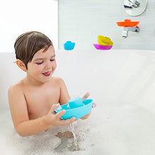 Load image into Gallery viewer, Boon FLEET Toddler Bath Tub Water Stacking Boat Toy Set for Kids Aged 9 Months and Up, Multicolor (Pack of 5)
