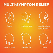 Load image into Gallery viewer, Amazon Basic Care Severe Cold & Flu Relief, Green Tea & Honey Lemon Flavors; Relieves Cough, Sore Throat Pain, Body Ache, Headache and Fever, 6 Count