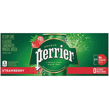 Load image into Gallery viewer, Perrier Strawberry Flavored Carbonated Mineral Water, 8.45 fl oz. Slim Cans (10 Pack)