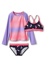 Load image into Gallery viewer, Lands' End G LS 3 Piece Rash Guard Set Primo Pink Tie Dye Stripe Kids Slim 10