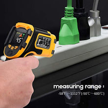 Load image into Gallery viewer, Infrared Thermometer No Touch Digital Laser Temperature Gun with Color Display -58℉~1112℉(-50℃~600℃)Adjustable Emissivity - for Cooking/BBQ/Freezer - Meat Thermometer Included -Non Body Thermometer