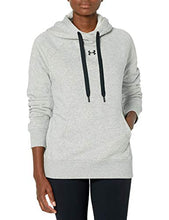 Load image into Gallery viewer, Under Armour Women's Rival Fleece Pull-Over Hoodie , Steel Medium Heather (035)/Black , Small