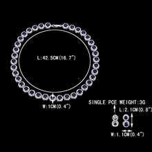Load image into Gallery viewer, EVER FAITH Silver-Tone Round Cubic Zirconia September Birthstone Row Necklace Earrings Set Blue