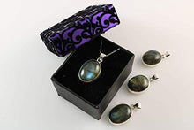Load image into Gallery viewer, Sterling Silver 925 Oval Blue-Green Natural Labradorite Pendant Necklace 20 inches Chain - Elegant Gift Box